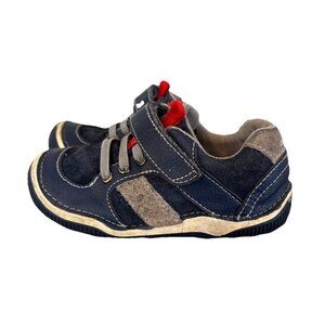 Stride Rite toddler 8.5W sneaker Shoes Wes leather and suede Blue Hook Loop